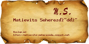 Matievits Seherezádé névjegykártya